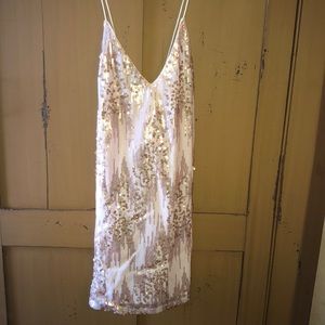 Tobi beige sequence dress